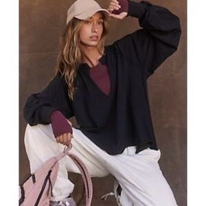 Free People Reflect Layer Tee - Black
